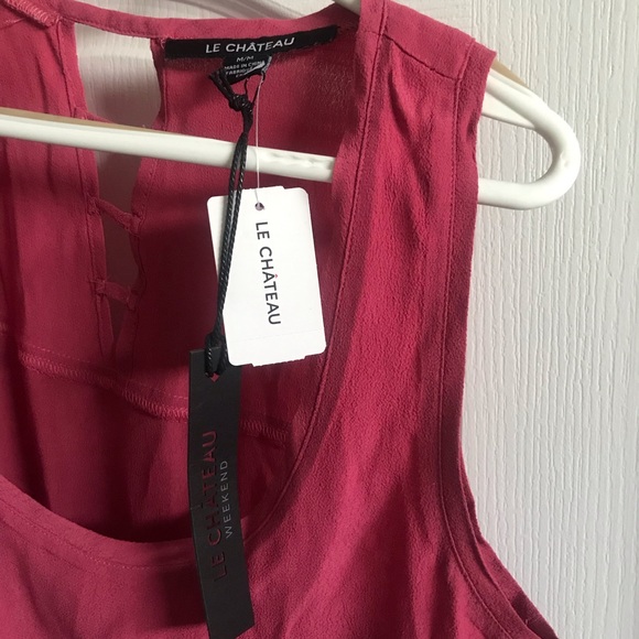 Crepe de Chine Tank With Cutout Lattice Back - Picture 2 of 3